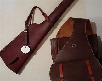 Leather gun scabbard and saddlebags 