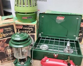 Vintage Coleman camp stove Catalytic Heater and Lantern. None have ever been used!
