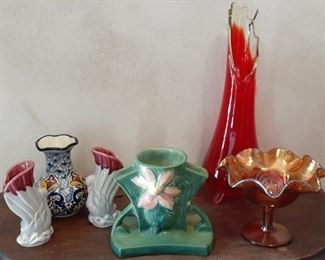 Lots of vintage pottery and glass