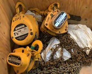 Located in: Chattanooga, TN
MFG Harrington
1-1/2 Ton Chain Hoists
*Sold As Is Where Is*

SKU: M-5-C
Unable to Test