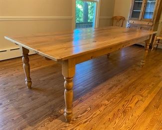 Lot #1 $1400.00  Pine harvest table 30"H x 101"L x 40 1/2"w plus two 20" bread board extensions
