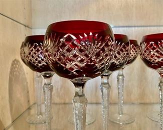 Lot #3 $440.00  11 red cut to clear wine goblets