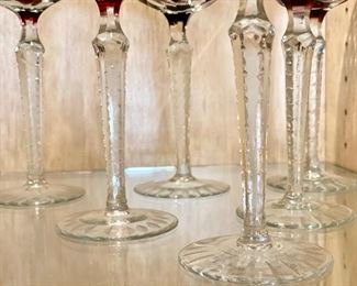 Lot #3 $440.00  11 red cut to clear wine goblets