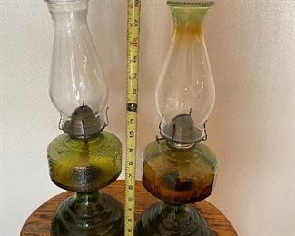 #2	misc	Matching green/clear glass oil lamps 18.5" ($20 each)	 $ 40.00 