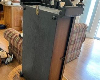 #4	misc	Vintage Alaron 31 Day Mantel Wall Clock - 10x5x22 - with pendulum and key	 $ 75.00 