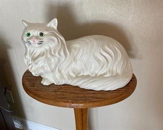 #9	misc	White persain cat ceramic mold figurine w/green eyes	 $ 20.00 