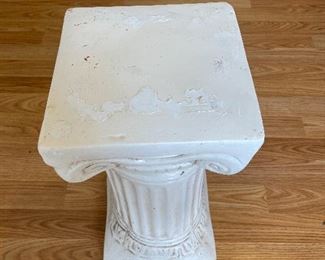 #12	misc	white plaster pedestal -  17"x8"	 $ 20.00 