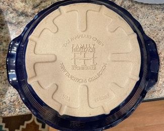 #21	kitchen	The Pampered Chef: New Traditions Stoneware - Deep dish pie plate, dark blue	 $ 25.00 