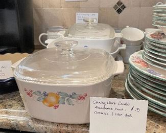 #24	Kitchen	Corningware Corelle Abundance Fruit - Casserole deep dish with lid	 $ 15.00 