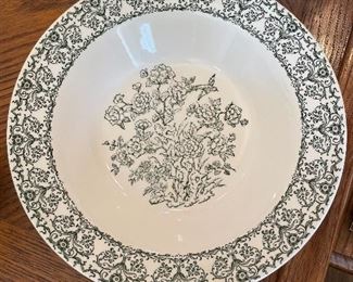 #34	china	Royal China Rare Green Underglazed 1954 Floral Bird: 3 dinner plates, 2 bread & butter 3 bowls	 $ 40.00 