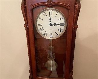 #40	clock	Howard Miller Battery Operated Dual Chime Wall Clock *working* - 13x5x24	 $ 75.00 