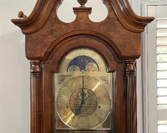 #49		Howard Miller w/brass weights and pendulum - Grandfather Clock with key - 18.5x12x80	 $ 350.00 