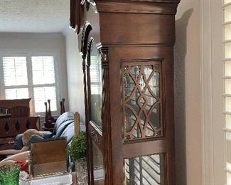 #49		Howard Miller w/brass weights and pendulum - Grandfather Clock with key - 18.5x12x80	 $ 350.00 