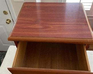 #52		Cedar end table w/1 drawer and shelf - 16x13x26	 $ 35.00 