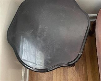 #53		Wood with black finish top end tables (2) With ball and claw feet - 19.5x21.5x21.5 *as is* finish 45 each	 $ 90.00 