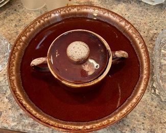 #63		Hull Lidded Sugar Bowl and Serving Bowl- Vintage Brown Drip	 $ 20.00 
