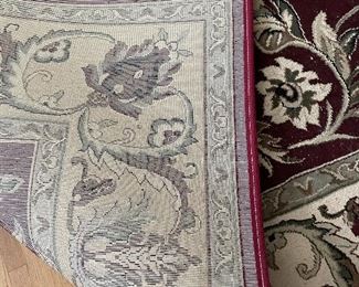 #66		Maroon/Tan Floral Machine Made Rug - 62x93	 $ 50.00 