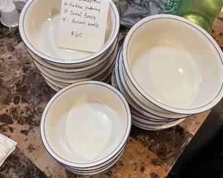 #68		Lenox Chinastone - For the blue patterns: 10 Cereal bowls 6.25x2 and 4 - 5.25" dessert bowls	 $ 60.00 