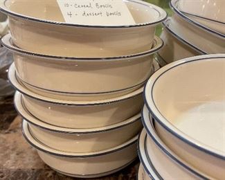 #68		Lenox Chinastone - For the blue patterns: 10 Cereal bowls 6.25x2 and 4 - 5.25" dessert bowls	 $ 60.00 