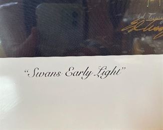 #100	Art	Ed Tussey - "Swans Early Light" 1993 Signed Lim. Ed. 401/1500 - 17x23 - Still Wrapped	 $ 100.00 