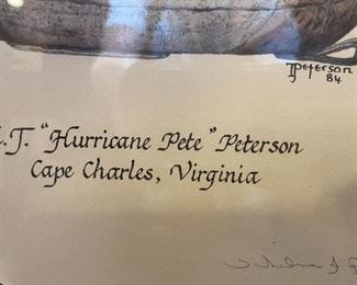 #103	Art	E.J. "Hurricane Pete" Peterson Cape Charles, Virginia - Signed  Lim. Ed. 4942/5300 - 18.5x15.5 Framed	 $ 25.00 