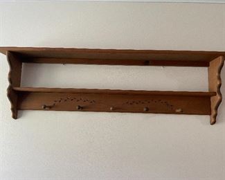 #79		2 Shelf wood wall display - 48x6x13 w/wheat carving	 $ 50.00 
