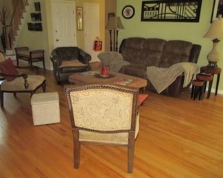 Leather & Suede Living Room Suite WITH ACCENT SEATING