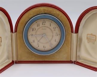 Cartier Guilloche Enamel & Diamond Desk Clock Auction Estimate $1,000-$1,500