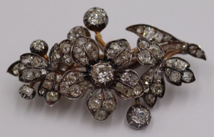 Antique French 18kt Gold and Diamond Brooch $1000-$1,500 Auction Estimate 