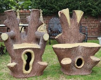 Large Stone Garden Tree Stop Seats.  Auction Estimate $800-$1200