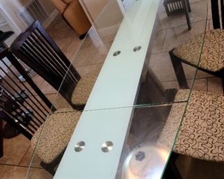 Glass Top Dining Table with Pull out Side 