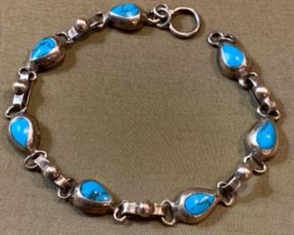 013 Mexico Turquoise  Silver Bracelet