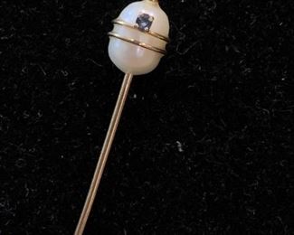 021 Pearl  Blue Topaz Lapel Pin