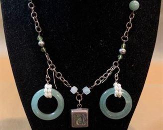 033 Jadeite Necklace  Earrings