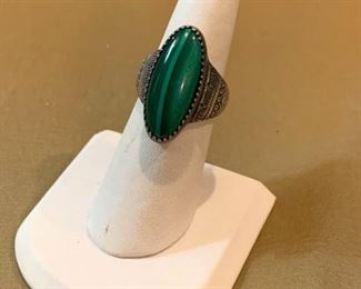 050 Sterling  Malachite Ring