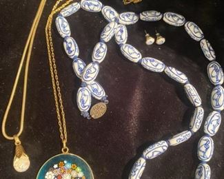 230 Hand Painted Beads, Krementz  Micromosaic