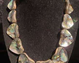 254 Mother of Pearl  Silver Necklace