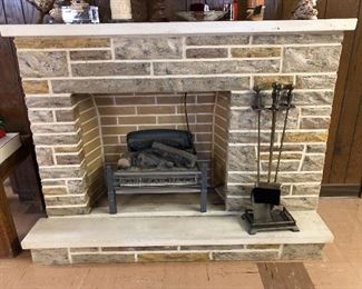 Vintage brick and cement fireplace with Magicoal heater! 