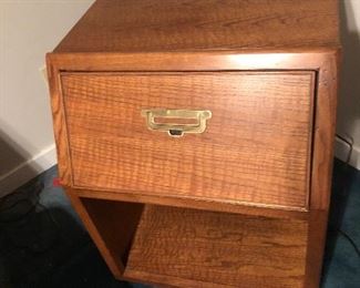 Vintage Drexel Heritage, solid oak nightstand with storage compartment. Has an interior light. Two are being sold together. 