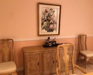 Dining room set includes Drexel Heritage sideboard buffet.