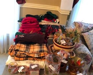 Seasonal tablecloths and glass ware