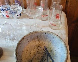 Studio Art glass, set of Uncola Glasses & other collector glasses