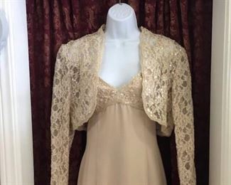 Chic beaded lace for informal wedding or golden anniversary.

All garments just $10 and at this liquidation price no try-ons or returns. 