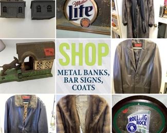 Metal Banks Coats Bar Signs