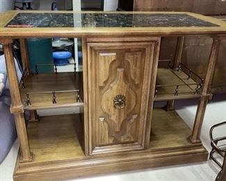 rolling marble top cabinet