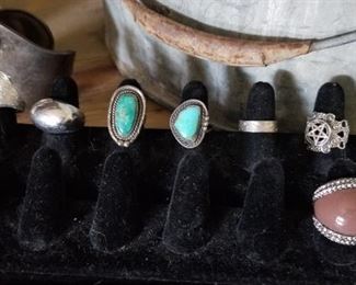 Sterling and costume rings