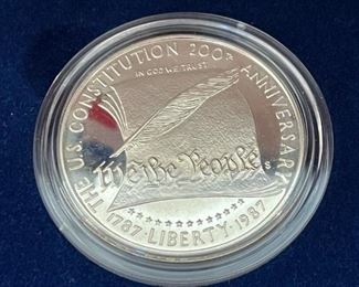 1987 U.S. Constitution Proof Set - SILVER Dollar and Five Dollar GOLD Coin Set