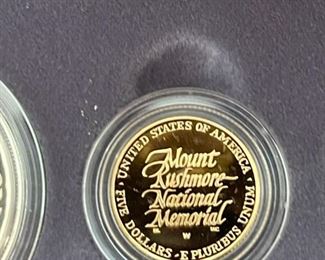 1991 Mount Rushmore Anniversary Three Coin SILVER & GOLD Proof Set