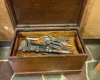 Antique Wood Tool Box / Chest
