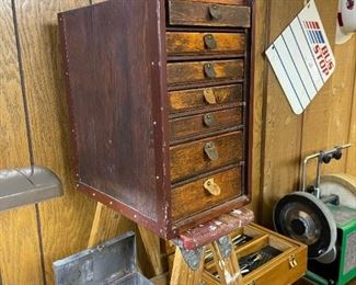 Antique Wood Cabinet with Leather Pulls